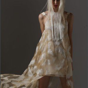 Line & Dot Soft Feather Maxi Dress Cream Feather